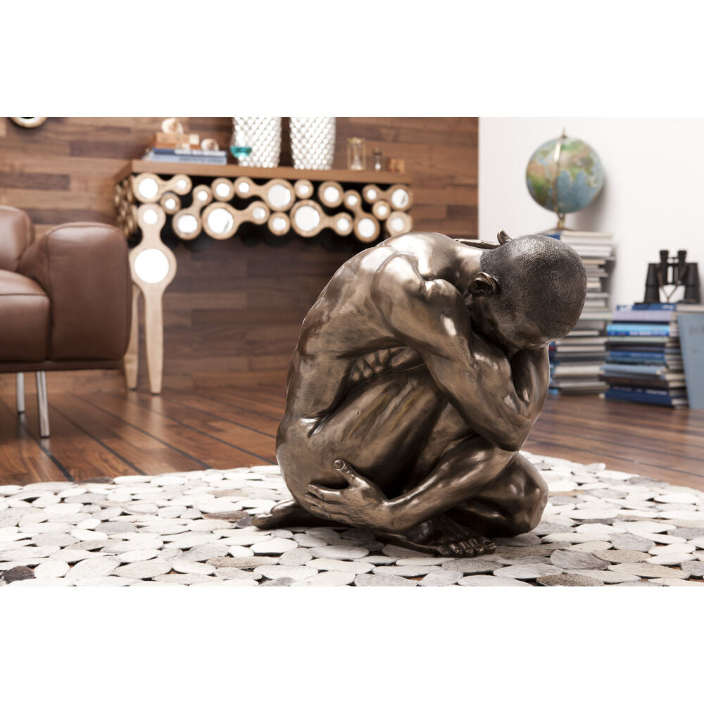 Deco Figurine Nude Man Hug Bronze 54cm