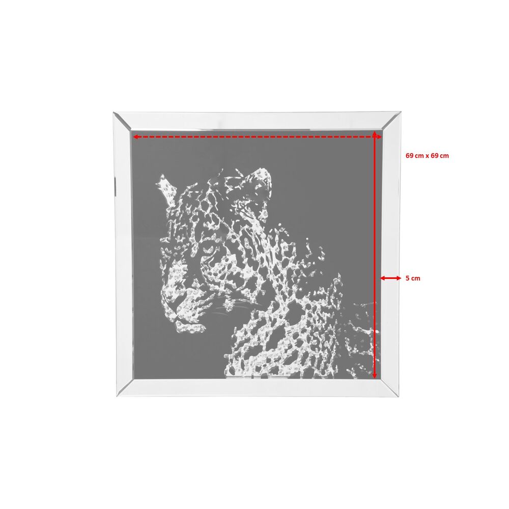 Picture Frame Mirror Leopard 80x80cm