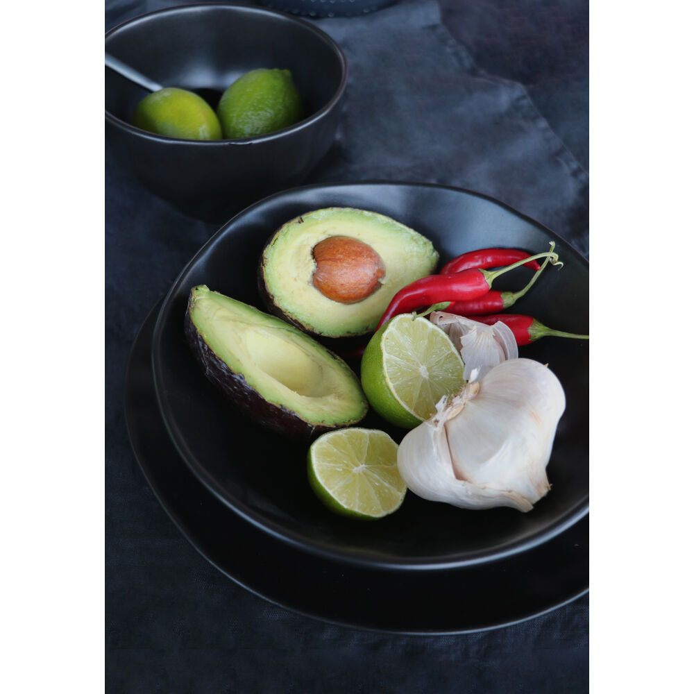 Plate Deep Organic Black 22cm (2/Set)