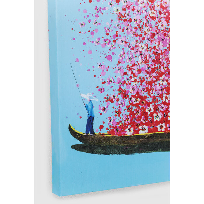 Picture Touched Flower Boat Blue Pink