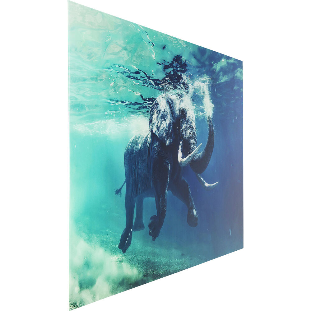Picture Glass Swimming Elephant 180x120cm
