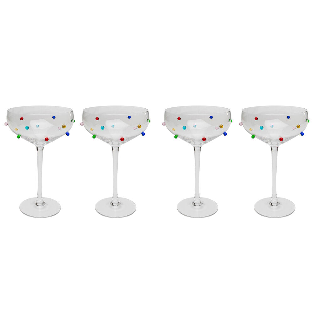 Cocktail Glass Party Dots 19cm (4/part)