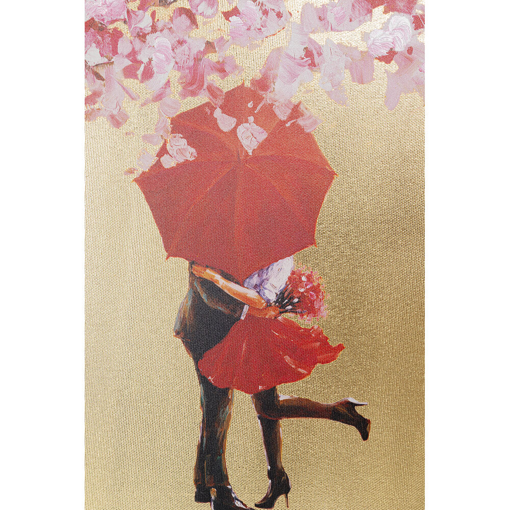 Canvas Picture Flower Couple Gold Pink 80x100cm