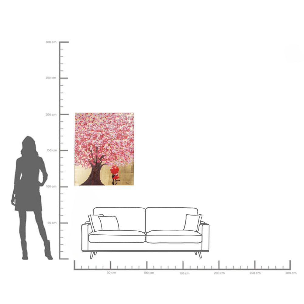 Canvas Picture Flower Couple Gold Pink 80x100cm