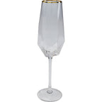 Champagne Glass Diamond Gold Rim (2/Set)