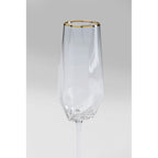 Champagne Glass Diamond Gold Rim (2/Set)
