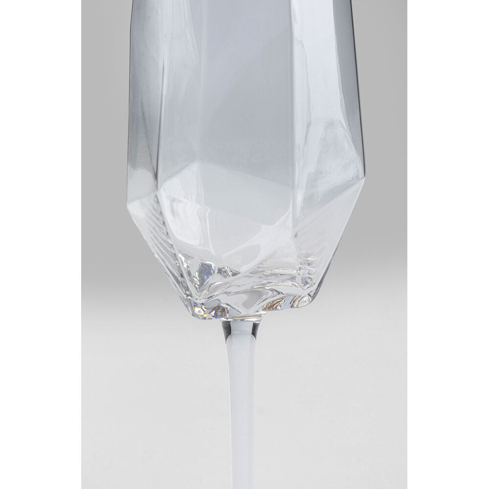 Champagne Glass Diamond Gold Rim (2/Set)
