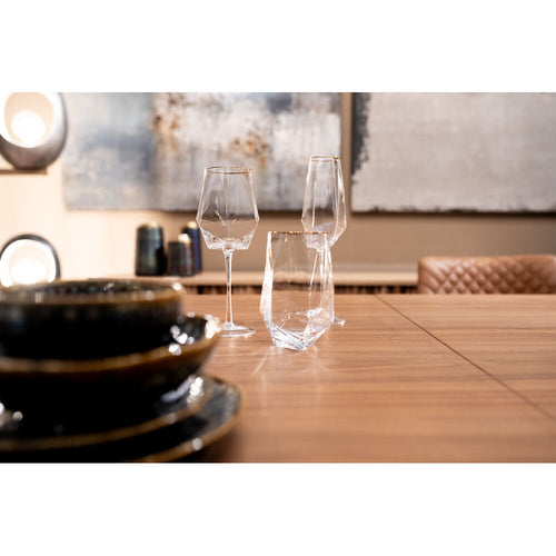 Champagne Glass Diamond Gold Rim (2/Set)