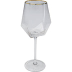 Wine Glass Diamond Gold Rim (2/Set)