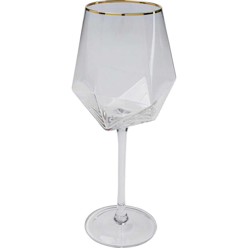 Wine Glass Diamond Gold Rim (4/Set)