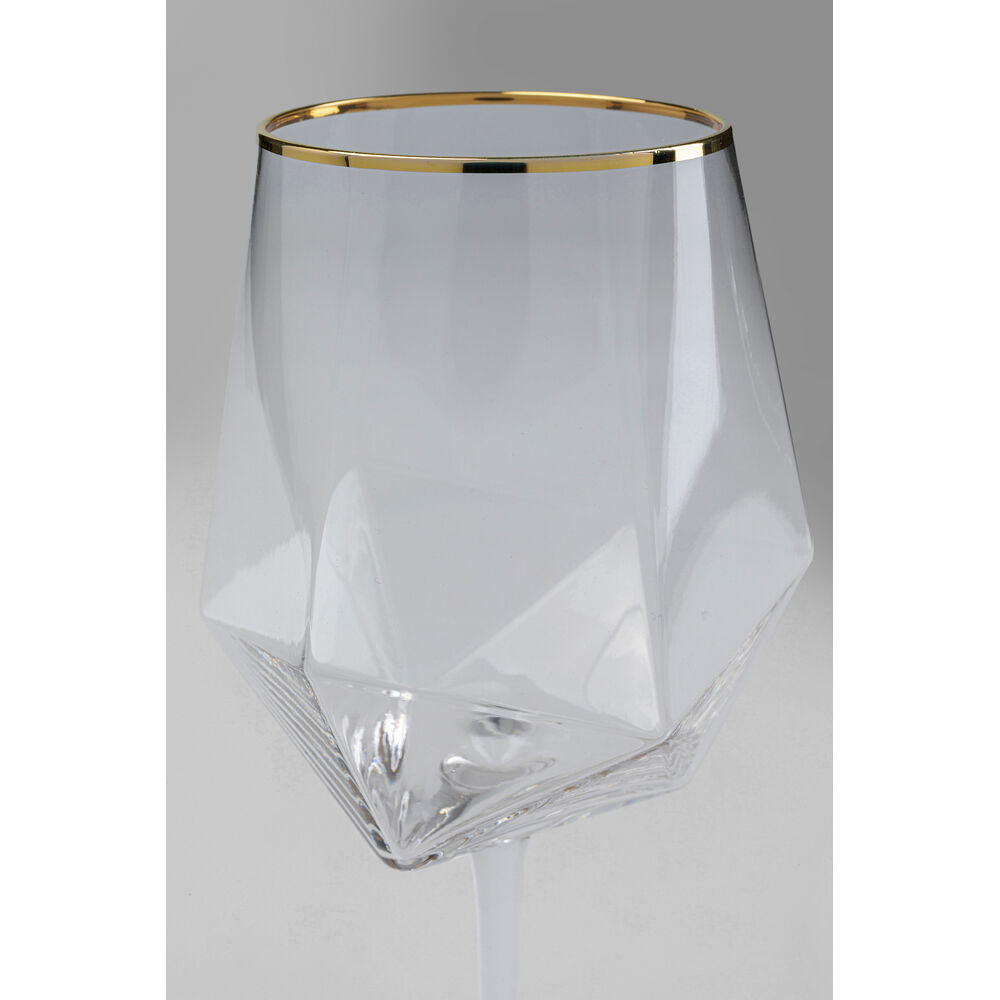 Wine Glass Diamond Gold Rim (4/Set)