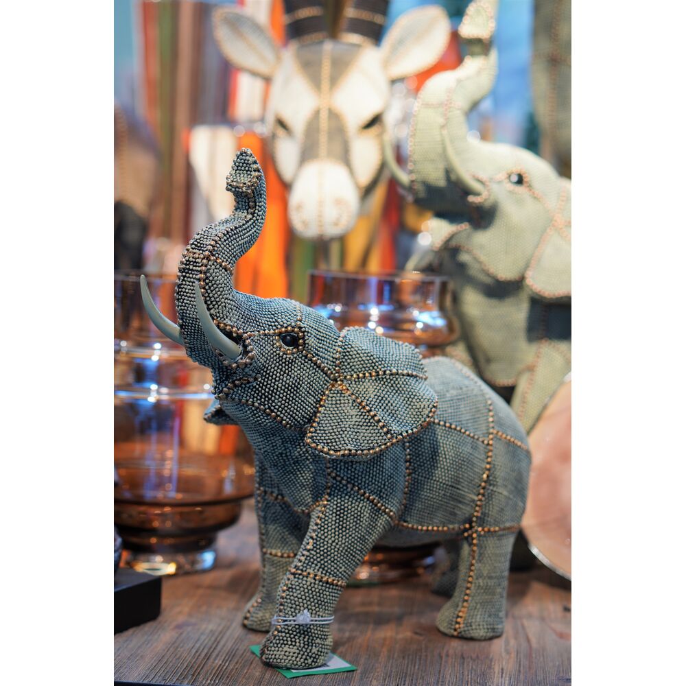 Deco Figurine Walking Elephant Pearls Big
