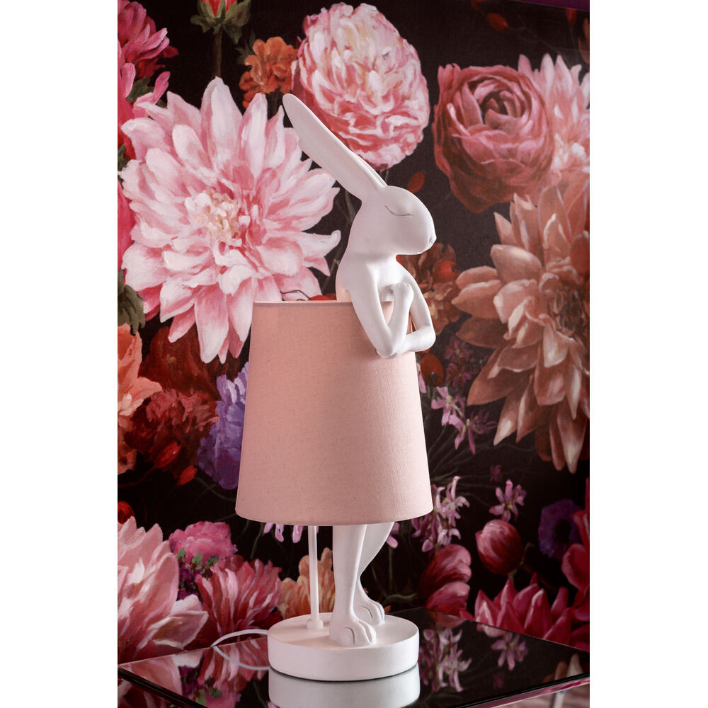 Table Lamp Animal Rabbit White/Rose 50cm