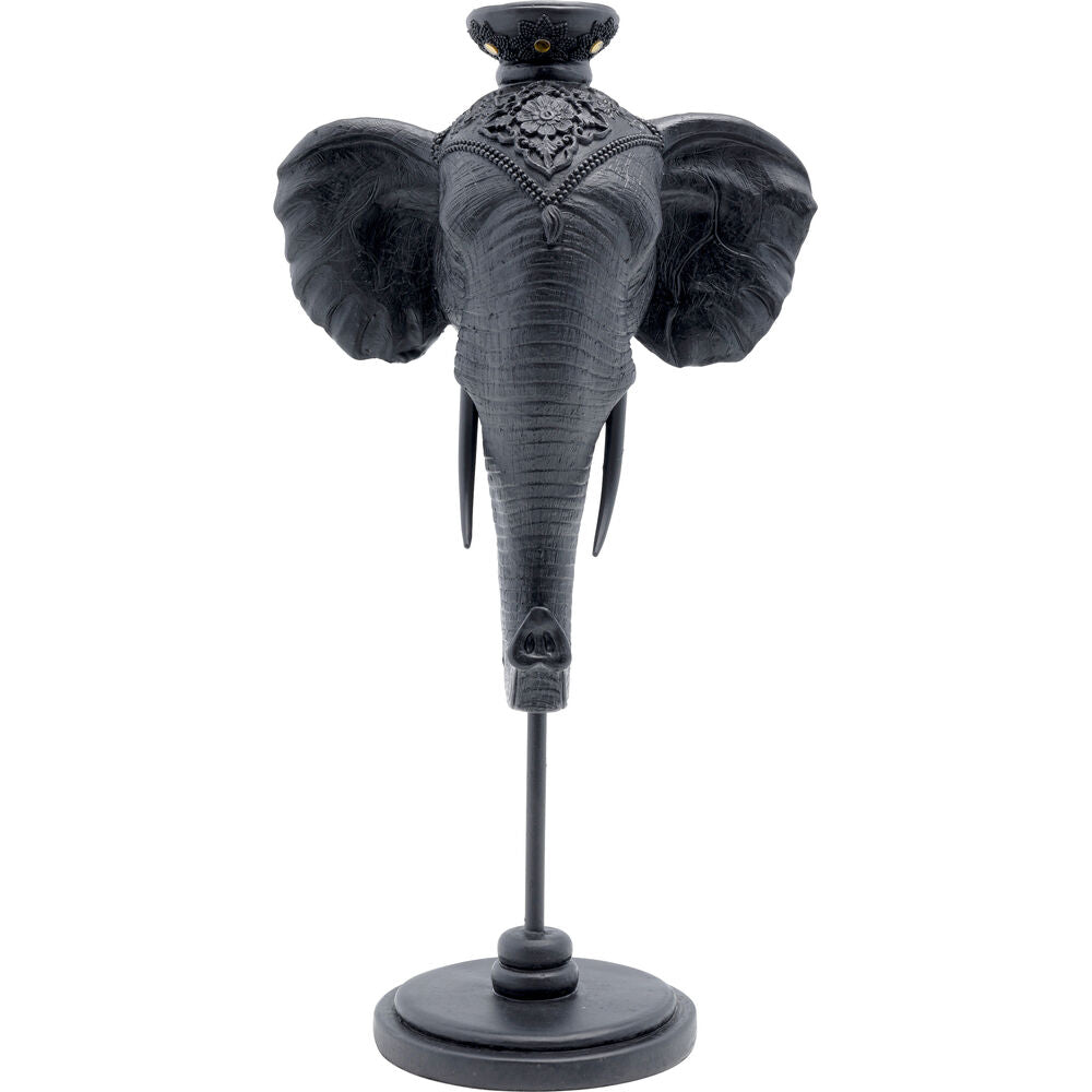Candle Holder Elephant Head Black 49cm