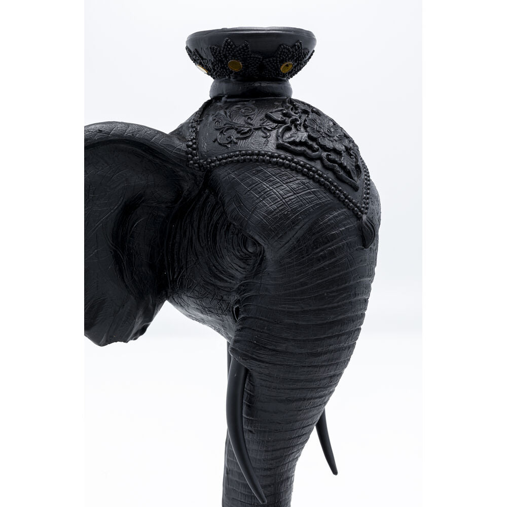 Candle Holder Elephant Head Black 49cm