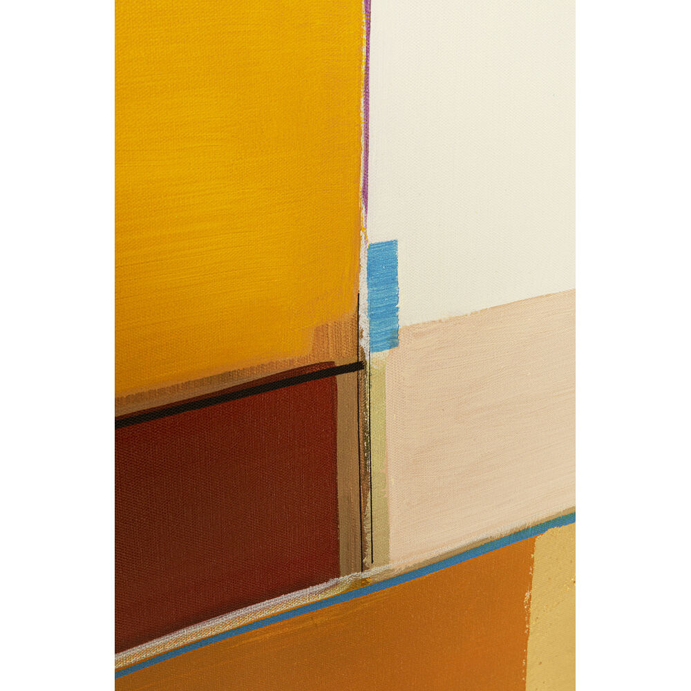 Framed Picture Abstract Shapes Yellow 113x113cm