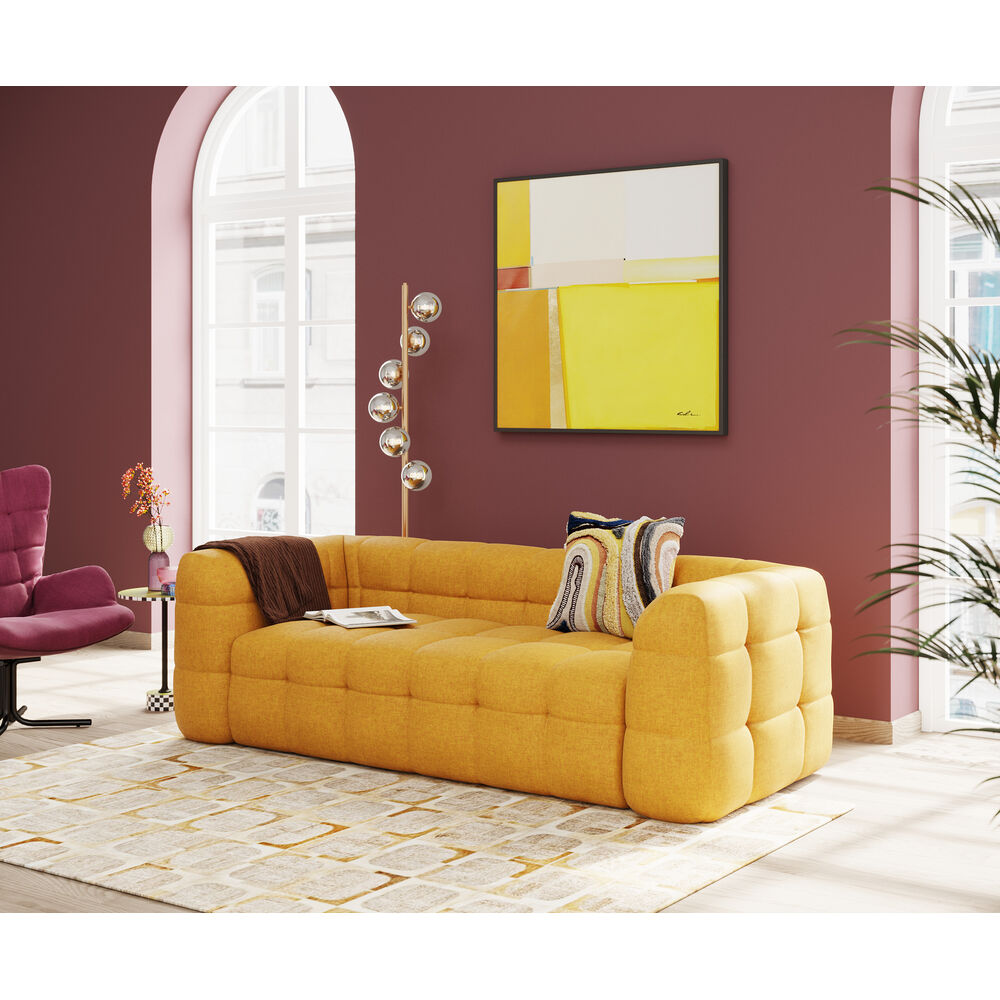 Framed Picture Abstract Shapes Yellow 113x113cm