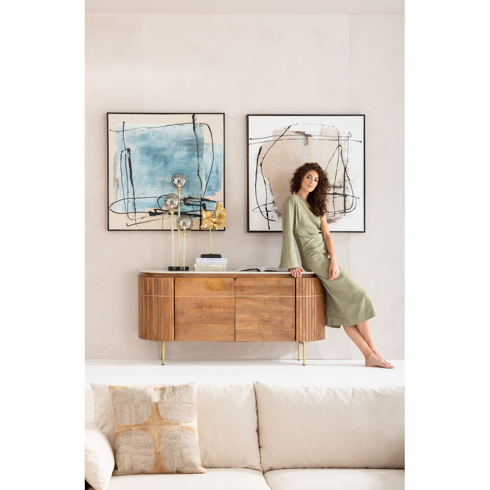 Framed Picture Dust Blue 100x100cm