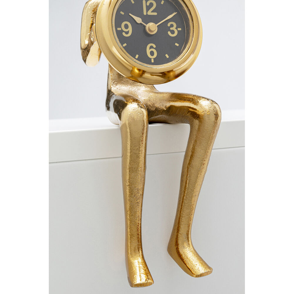 Table Clock Sitting Man Gold 8x27cm