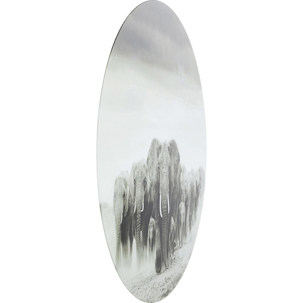 Glass Picture Elephant Walk Ø120cm