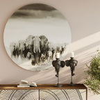 Glass Picture Elephant Walk Ø120cm