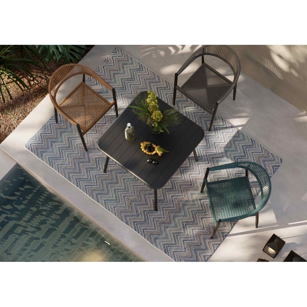 Outdoor Carpet Zigzag Blue 160x230cm