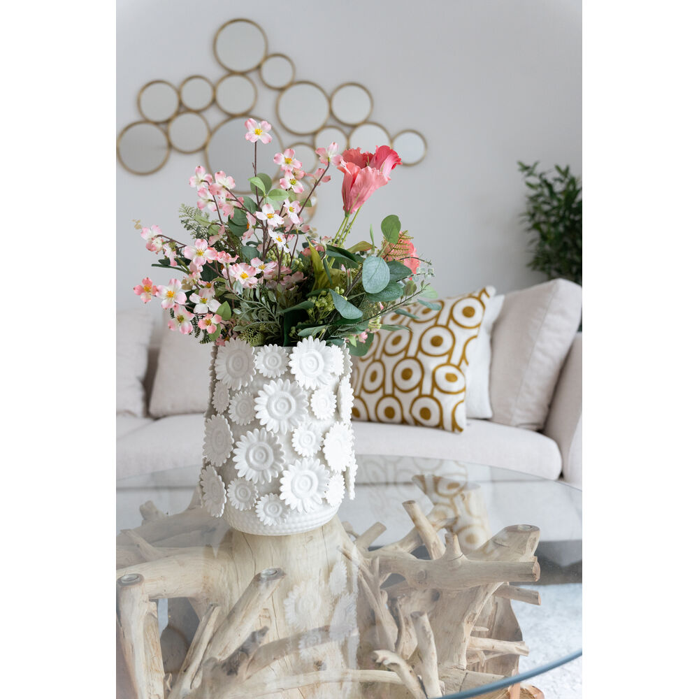Vase Sunflowers White 30cm