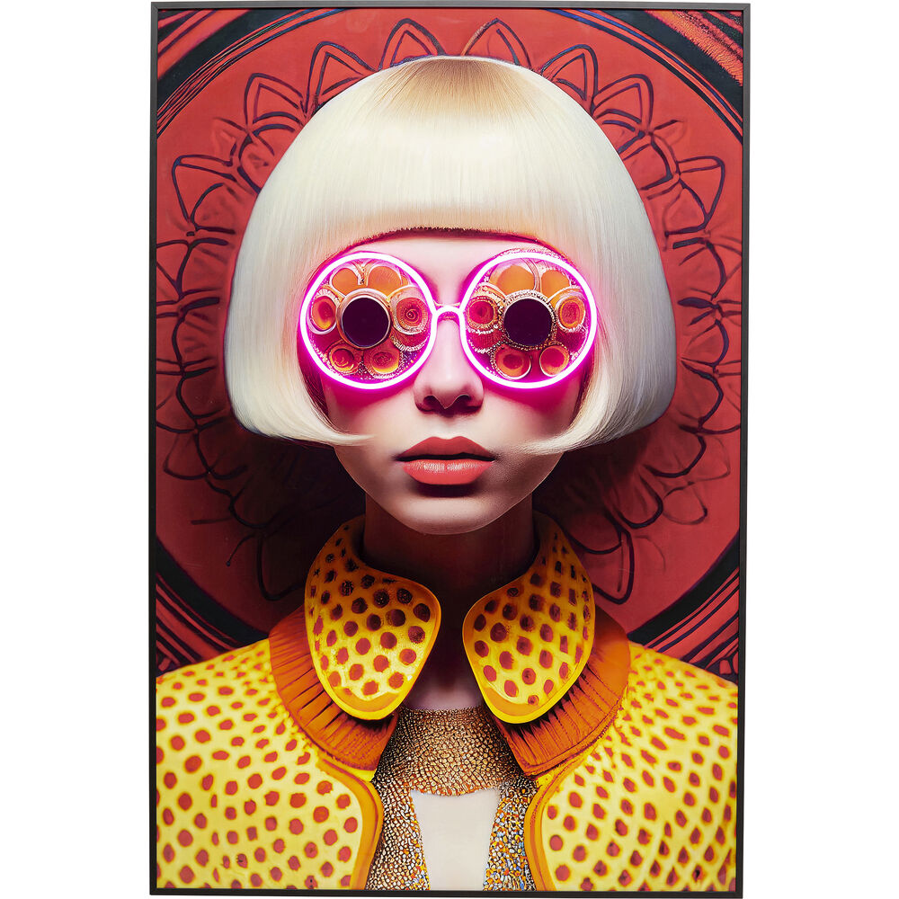 Framed Picture LED Fancy Blonde Lady 120x80cm