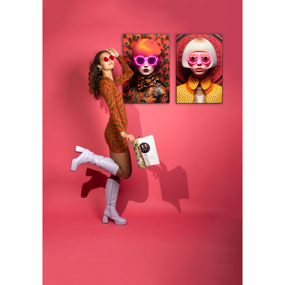Framed Picture LED Fancy Blonde Lady 120x80cm