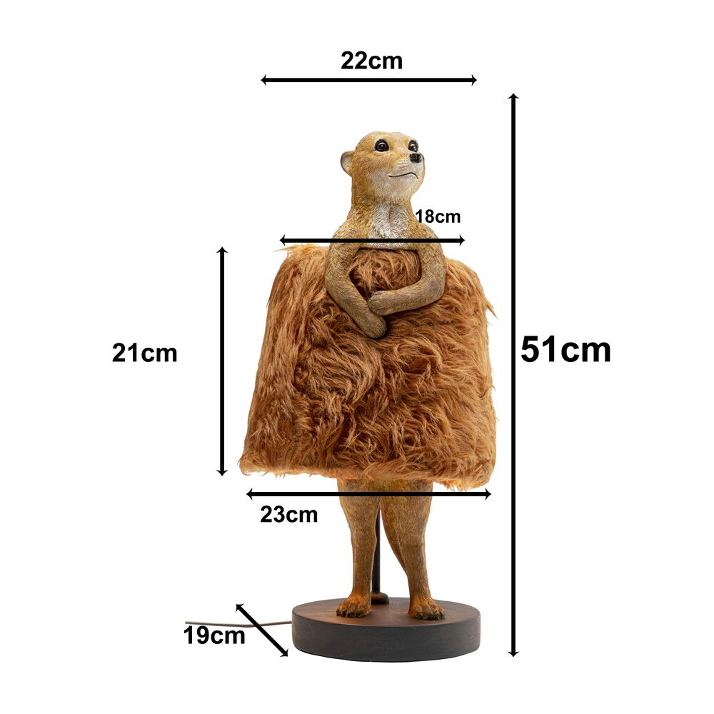 Table Lamp Animal Meerkat Fur 51cm