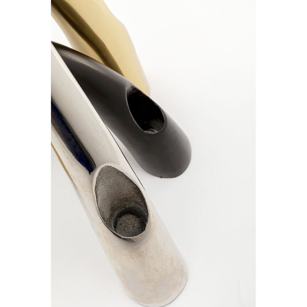 Candle Holder Bow Duo Chrome 21cm
