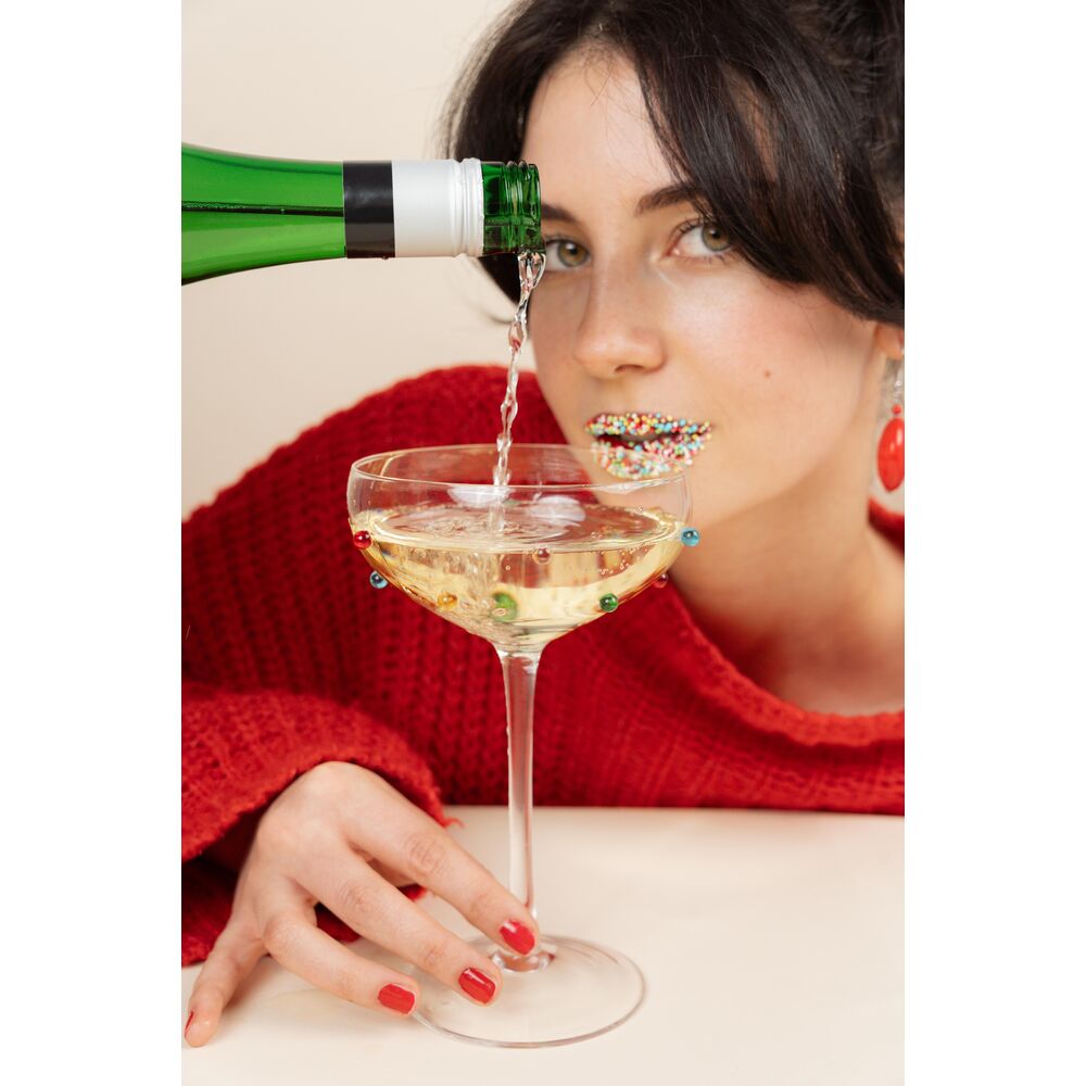 Cocktail Glass Party Dots 19cm (4/Set)