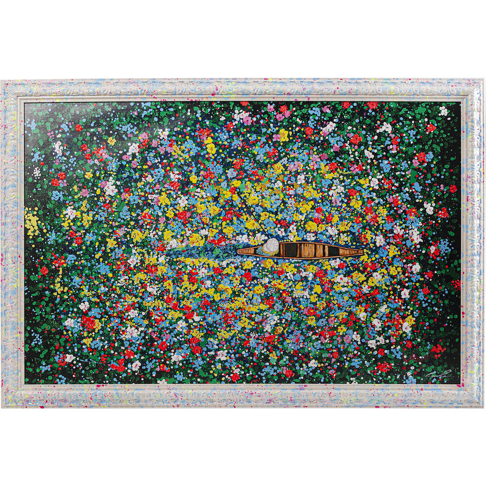 Framed Picture Floating Flower Market 150x100cm