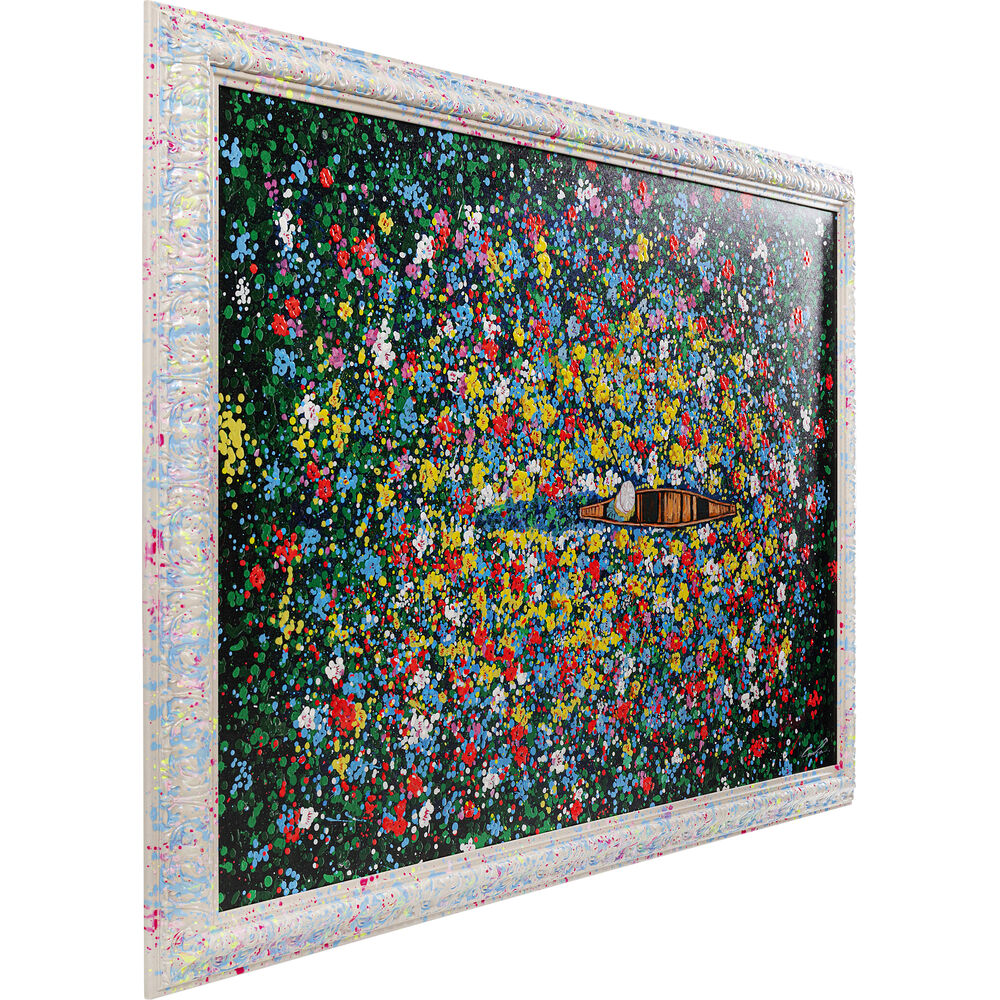 Framed Picture Floating Flower Market 150x100cm
