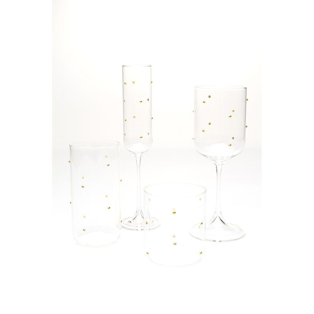 Champagne Glass Glam Dots 25cm (4/Set)