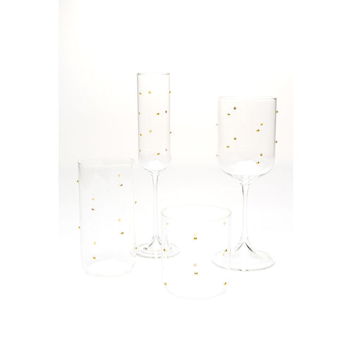 Champagne Glass Glam Dots 25cm (4/Set)
