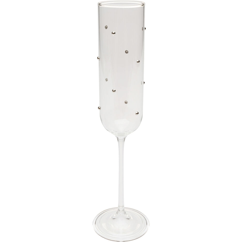Champagne Glass Glam Dots Silver 25cm (4/Set)