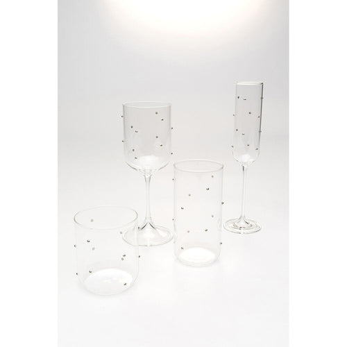 Champagne Glass Glam Dots Silver 25cm (4/Set)