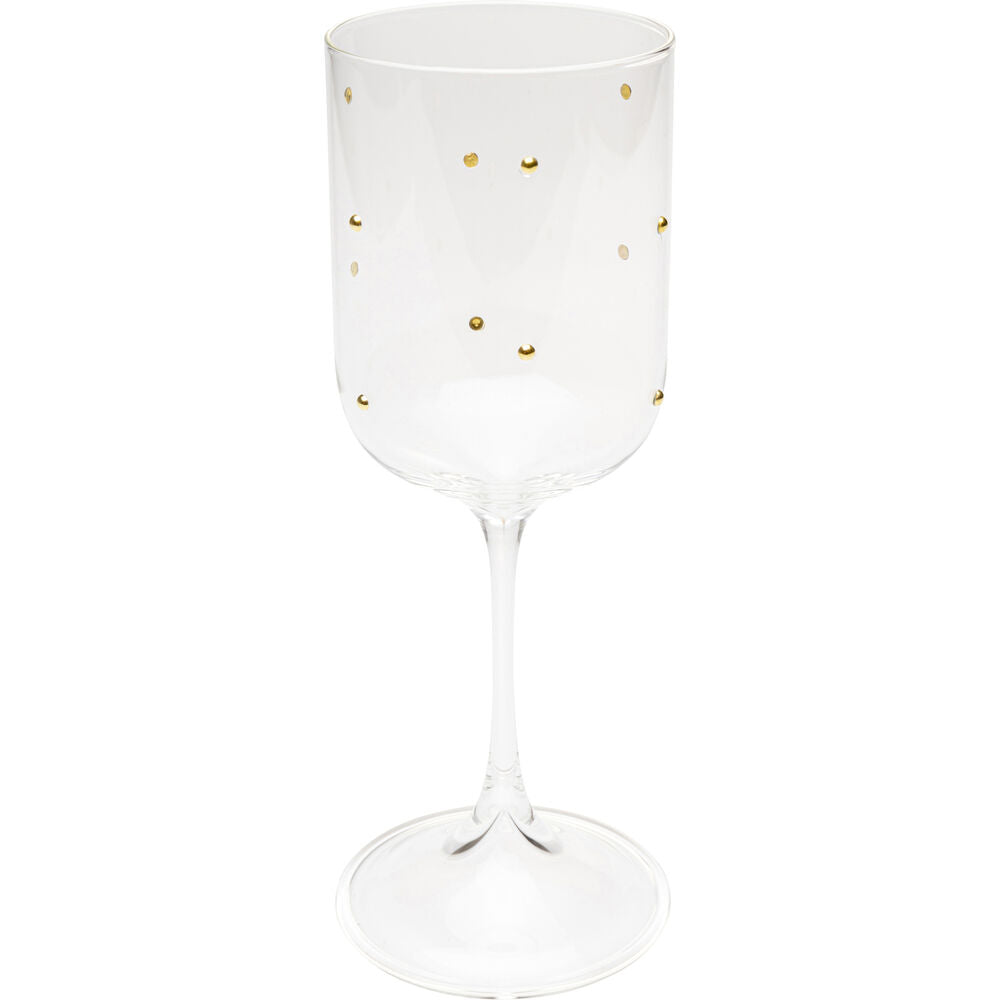 White Wine Glass Glam Dots Gold 22cm (4/Set)