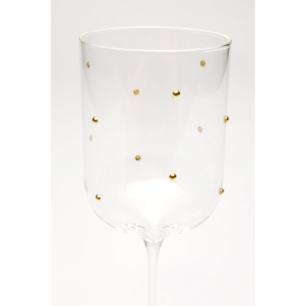 White Wine Glass Glam Dots Gold 22cm (4/Set)