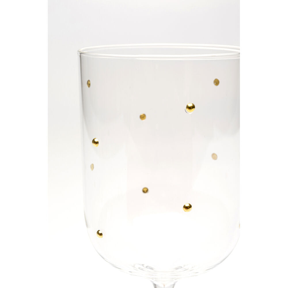 White Wine Glass Glam Dots Gold 22cm (4/Set)