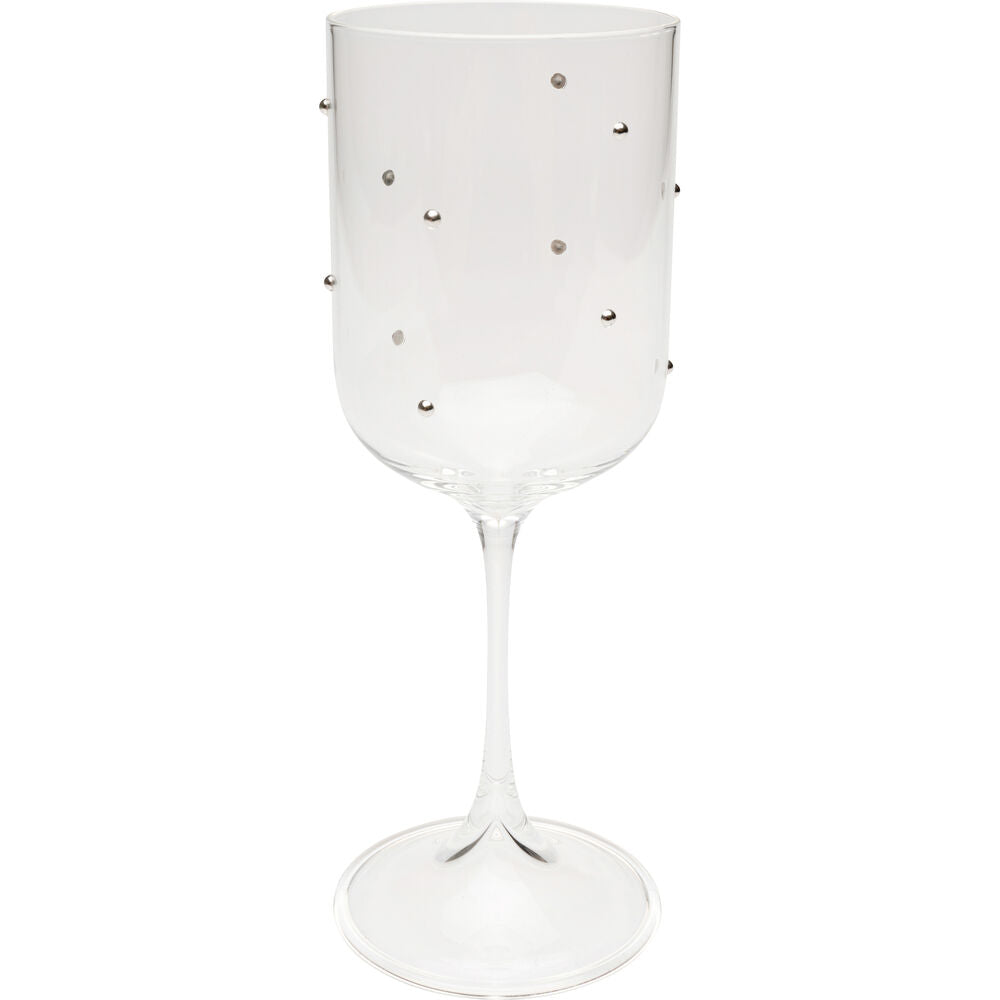 White Wine Glass Glam Dots Silver 22cm (4/Set)