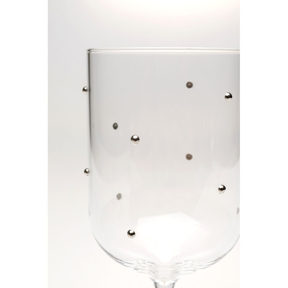 White Wine Glass Glam Dots Silver 22cm (4/Set)