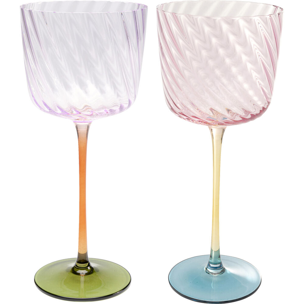 Wine Glass Twist 22cm assorted  (4/Set)