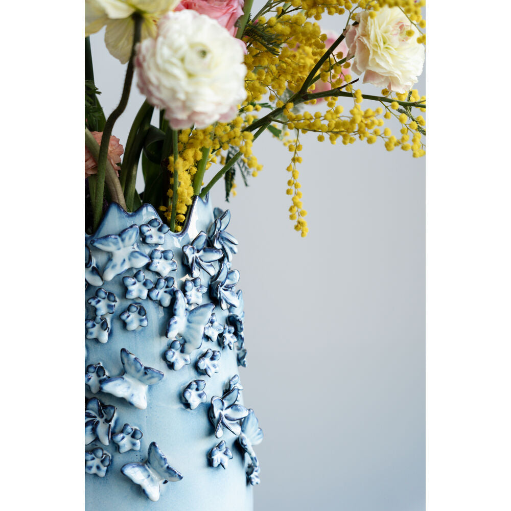 Vase Butterflies Lightblue 50cm