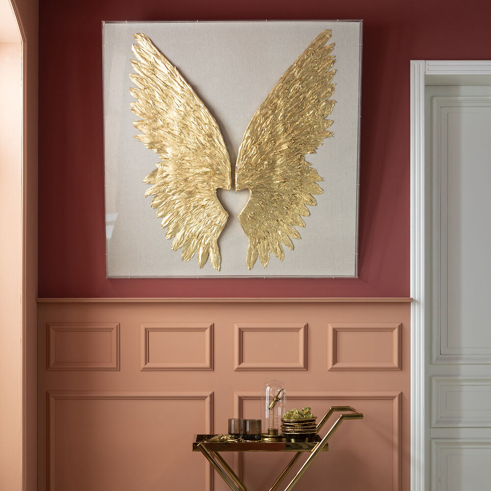 Wall Decoration Wings Gold White 120x1