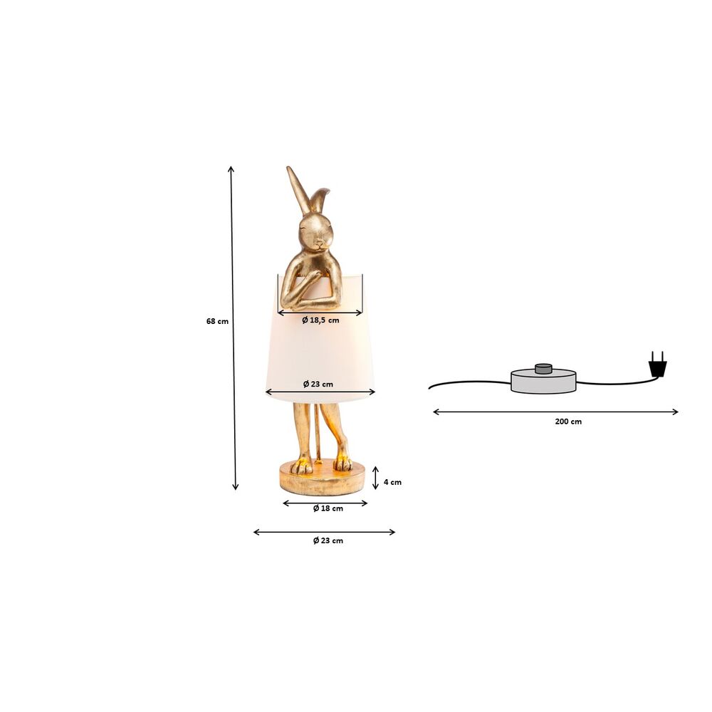 Table Lamp Animal Rabbit Gold/White 68