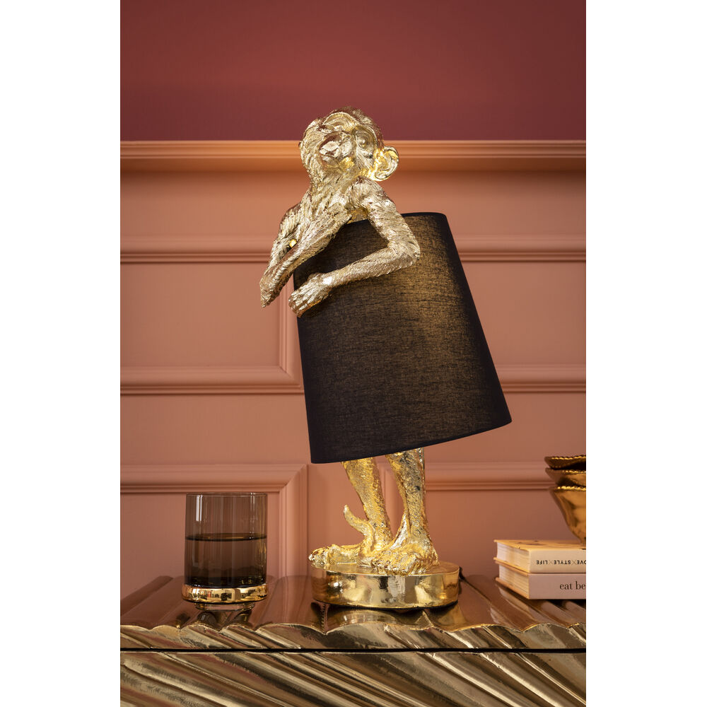 Table Lamp Animal Monkey Gold Black