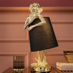 Table Lamp Animal Monkey Gold Black