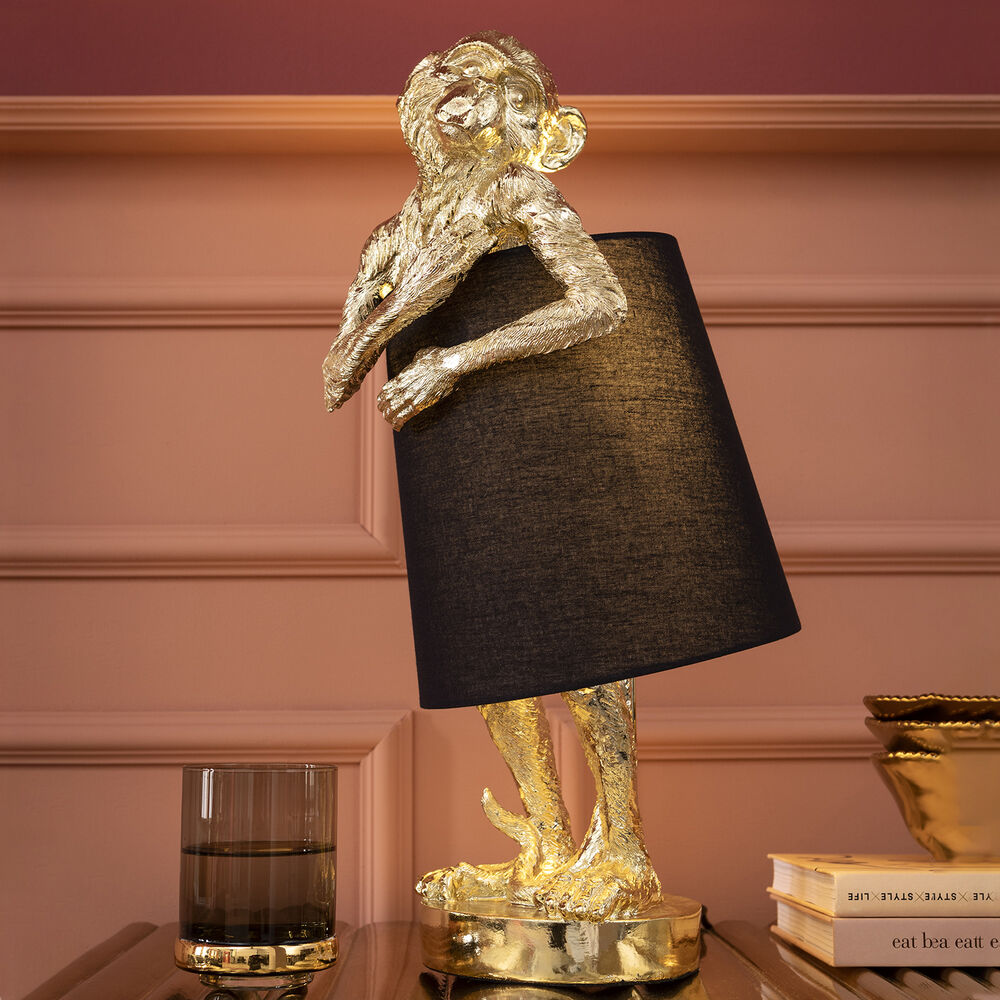Table Lamp Animal Monkey Gold Black